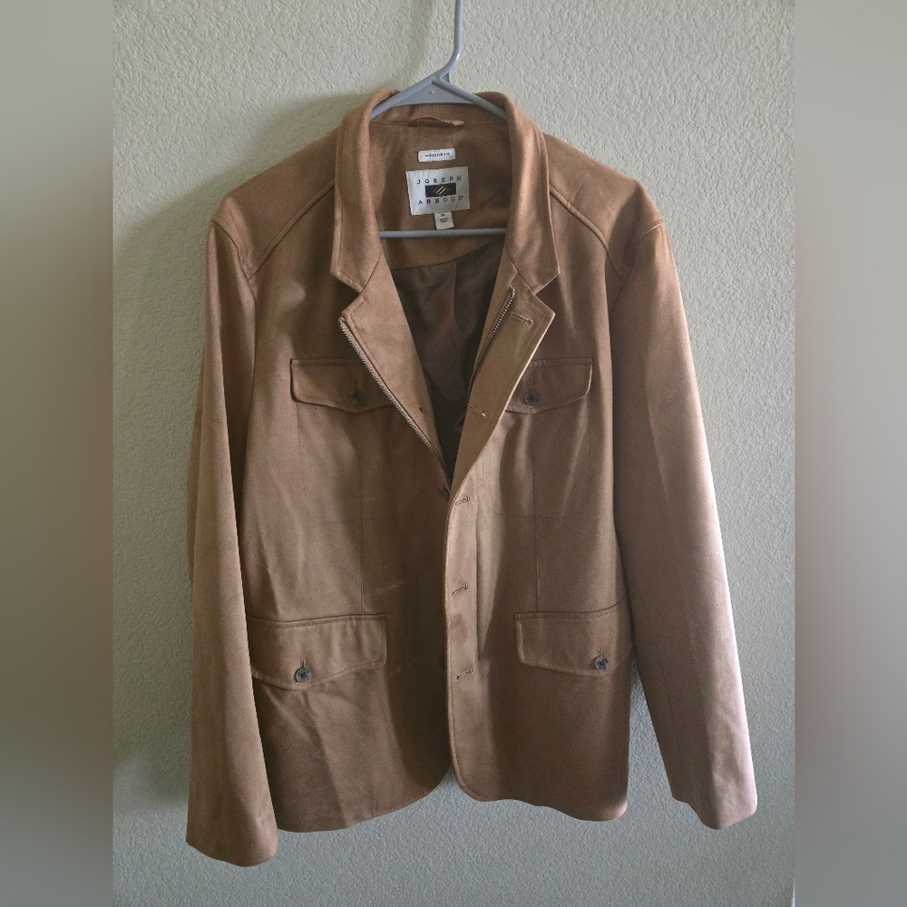 Joseph Abboud Men's Modern Fit Hybrid Jacket Tan Faux Suede M